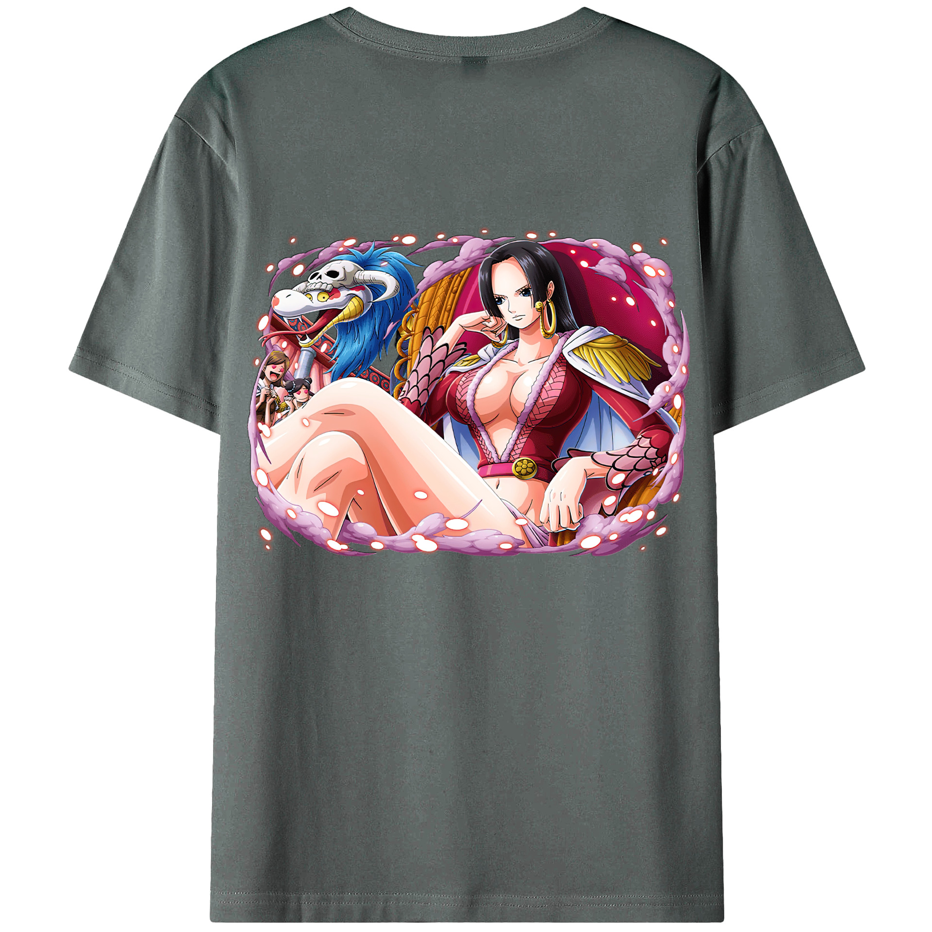 ワンピース ボア・ハンコック ONE PIECE Boa·Hancock 綿100％ メンズ半袖Tシャツ（バックプリント） 通気性